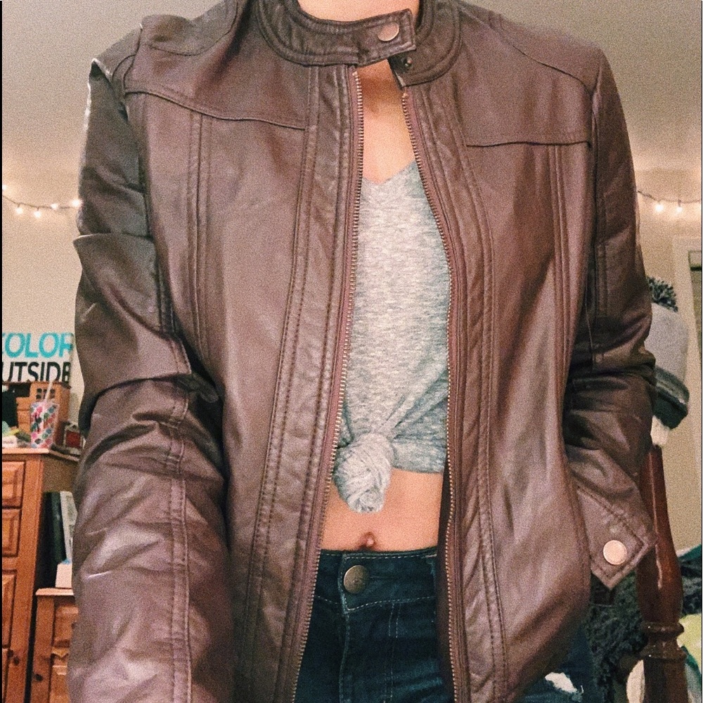 Leather zip up jacket!